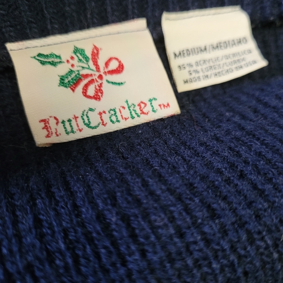 Vintage 1990s navy blue Nutcracker Christmas festive cardigan sweater - Picture 3 of 7